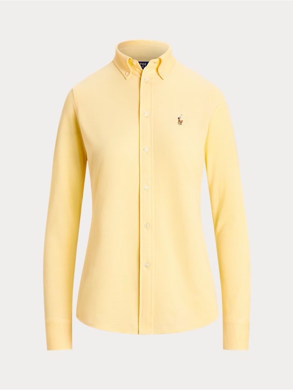 Ralph Lauren Slim Fit Knit Cotton Oxford Button Down Shirt Yellow Size 4